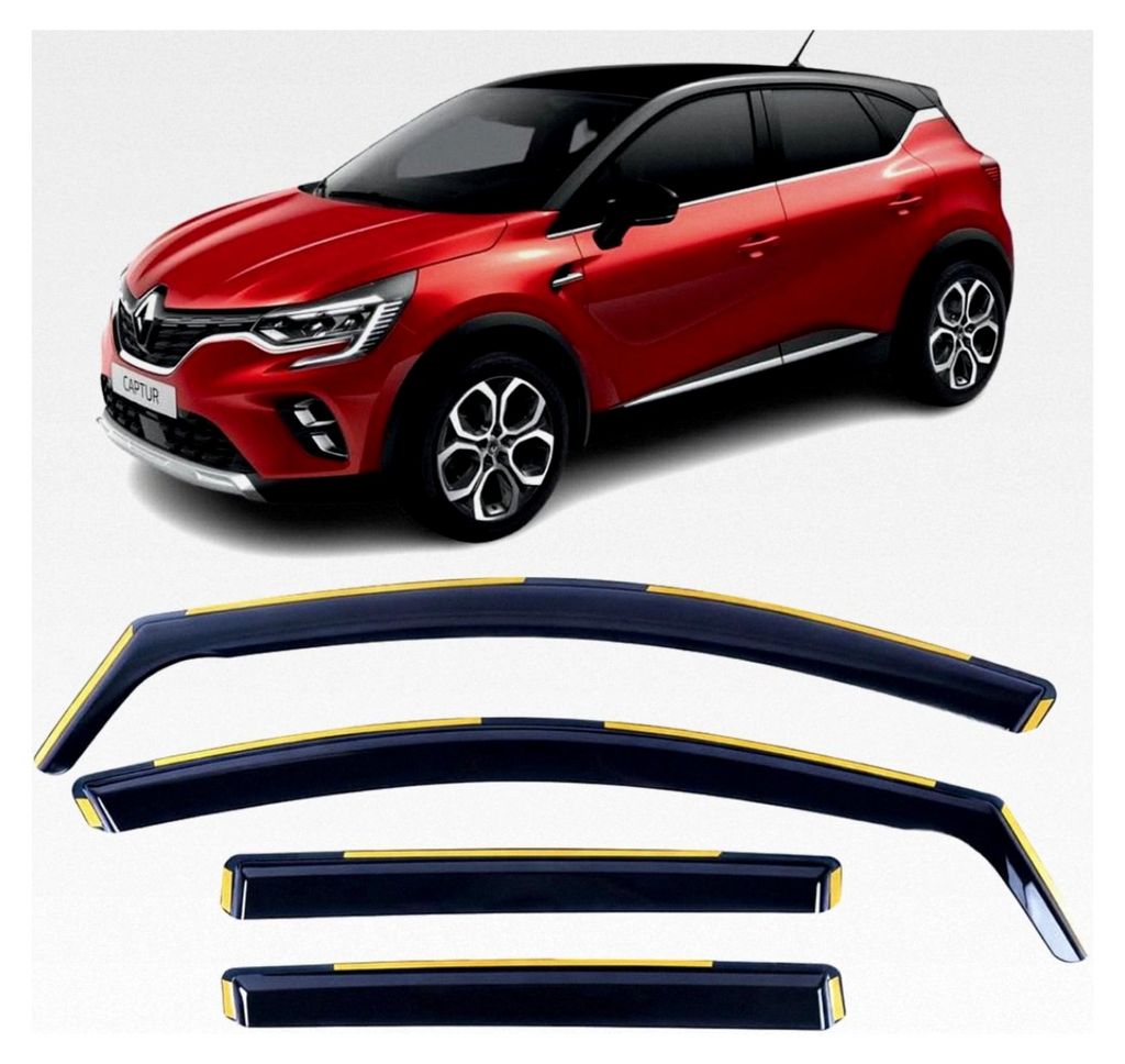 Set aus 4 Windabweisern, IN-Kanal, kompatibel mit Renault Captur, Modelle 2020 bis 2024, Acryl, Seitenblenden, Fensterabweiser