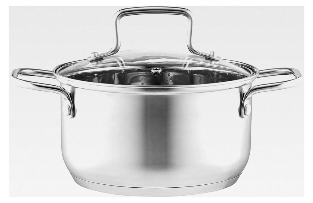 Edelstahl Kochtopf 18 cm mit Deckel 2,5 l für alle Herdarten
