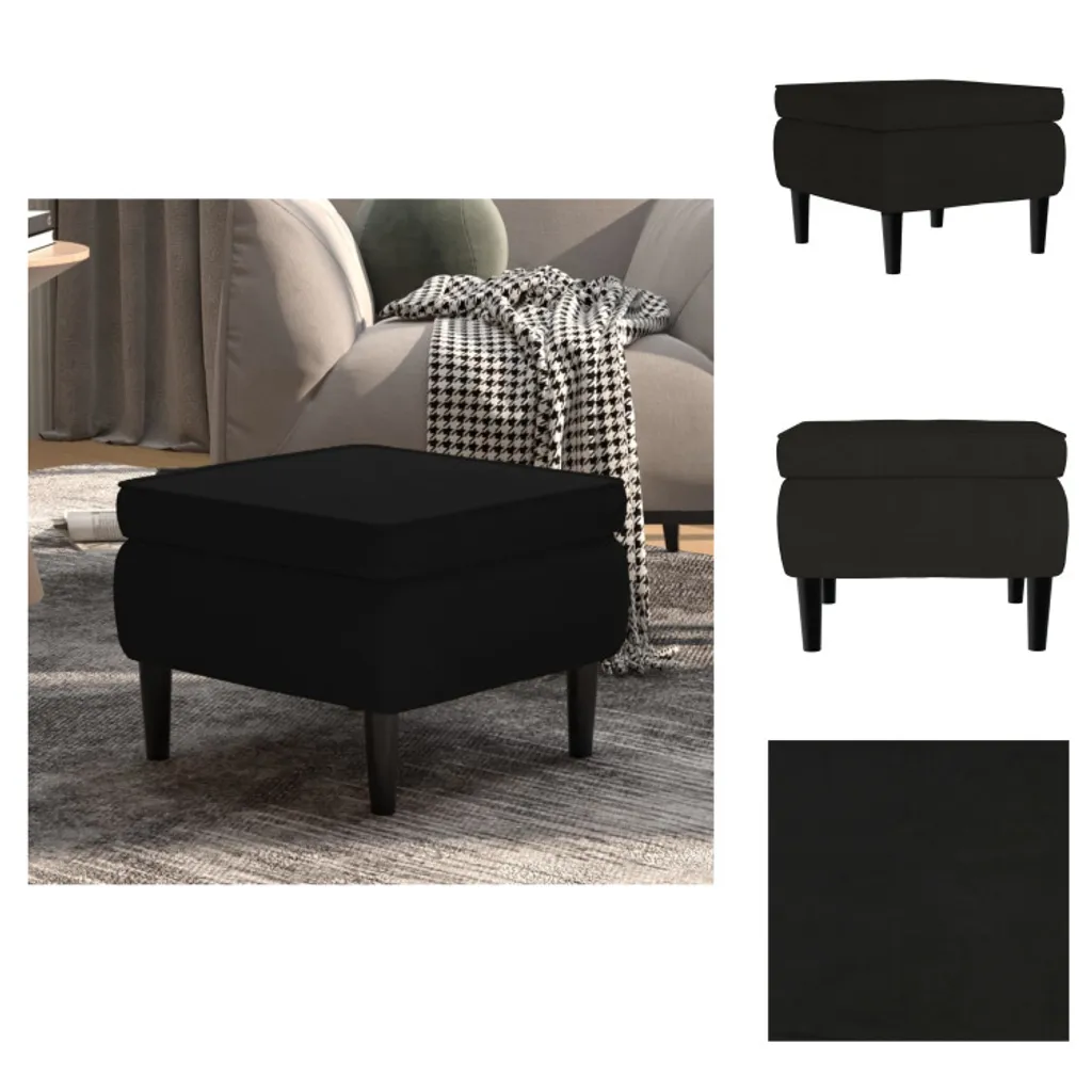 Sgabello vidaXL in Velluto Nero e Legno - Arredo Design per Soggiorno