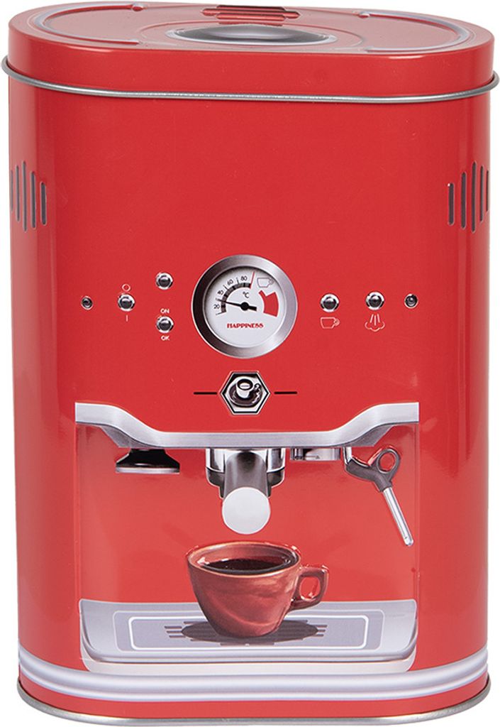 Clayre & Eef Aufbewahrungsdose 14x8x19 cm Rot Metall Kaffeetasse