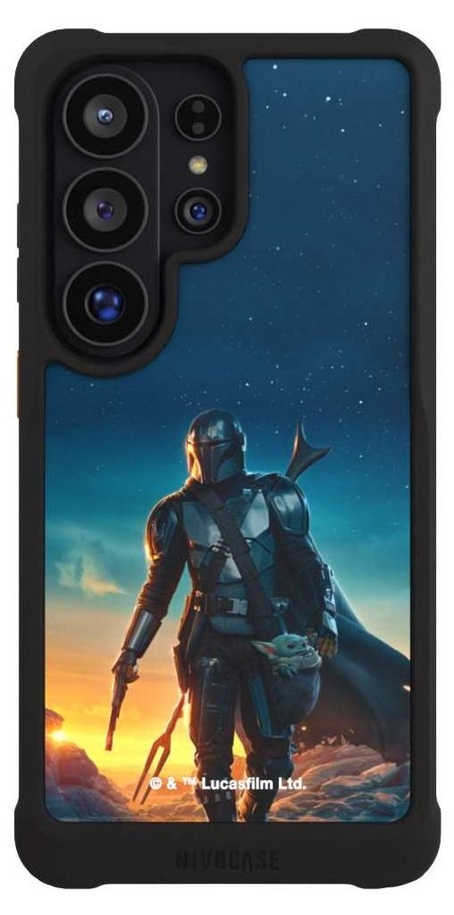 NIVOCASE Hülle für Samsung Galaxy S26 Ultra Stoßfeste Handyhülle NIVOmax Case Schwarz Sonnenuntergang Star Wars The Mandalorian