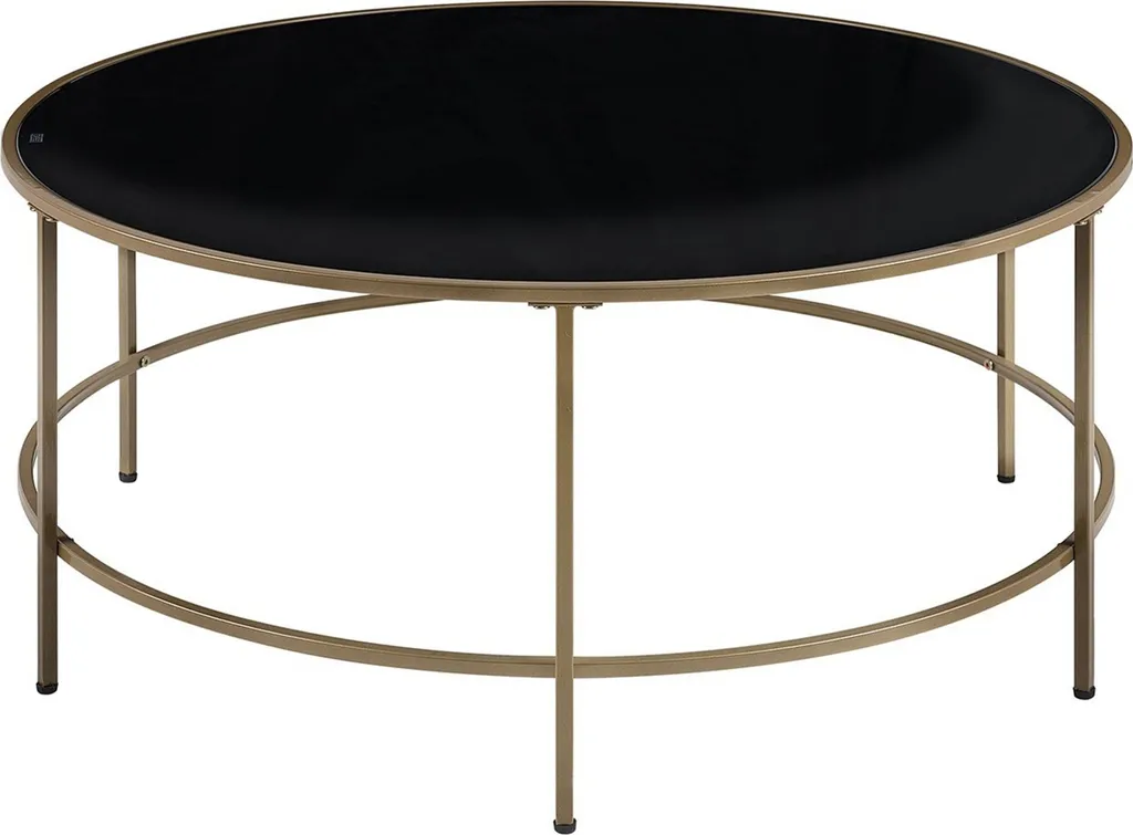 Table basse ronde décorative or et noir pour aménagement de salon urbain