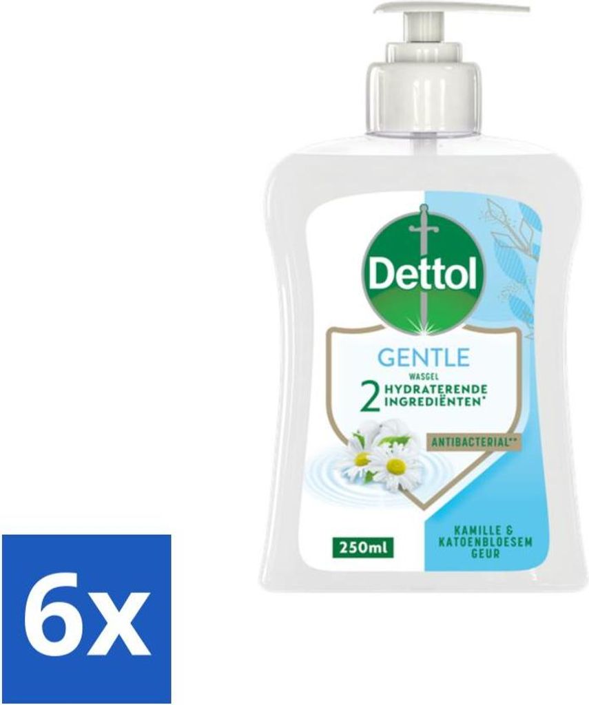 Dettol Handseife - Sanft - Kamille & Baumwollblüte - 250 ml - Vorteilspack - 6 Stücke