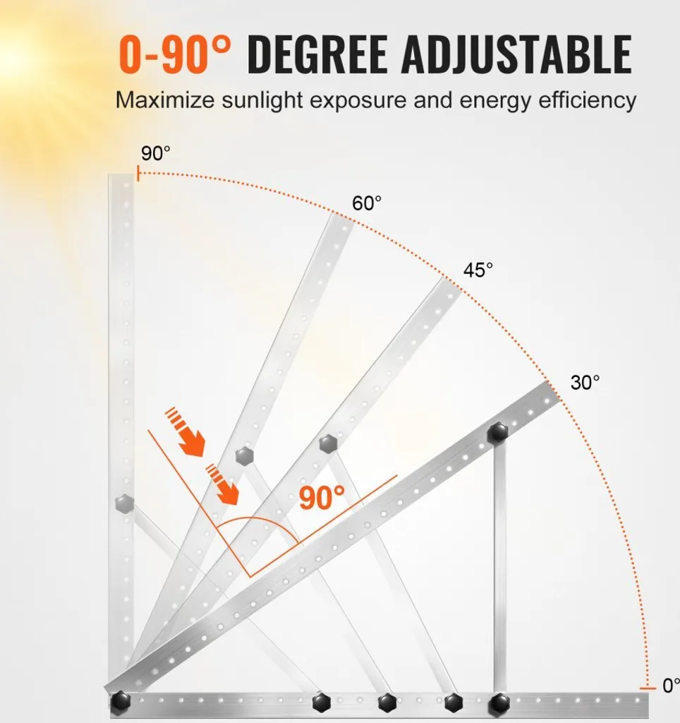 Support solaire ajustable 0-90° de 104 cm - Fixation centrale balcon