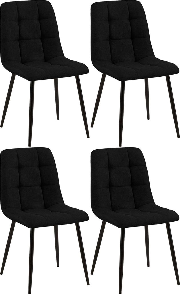 CLP 4er Set Esszimmerstuhl Tilde gepolstert mit Rückenlehne bis 150 kg belastbar schwarz Material Stoff