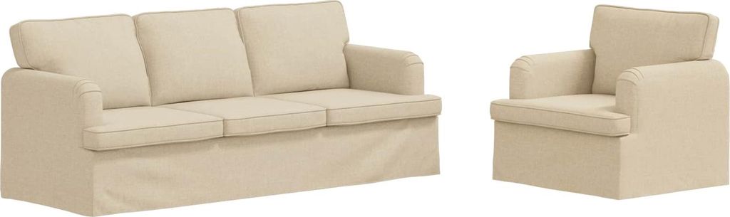 Sofa Set 2 pcs Creme 201 x 80 x 85 cm Stoff
