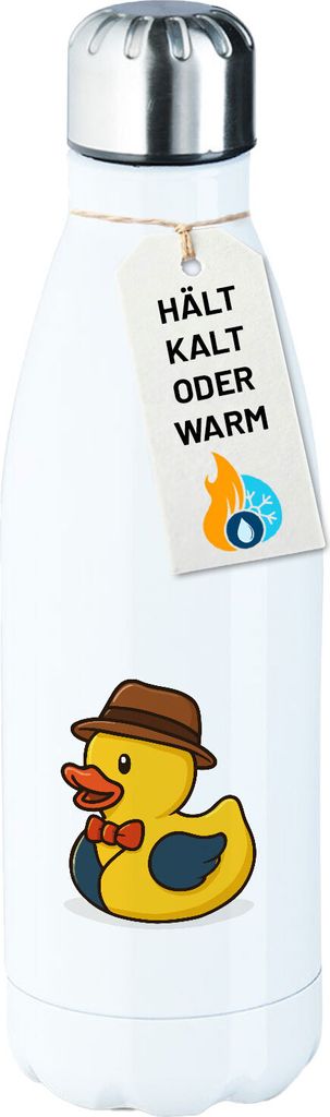 Huuraa Edelstahl-Trinkflasche Quietscheente Verkauf Comic Gummiente Geschenk 500ml White Wasserflasche Quietscheente Verkauf Präsent