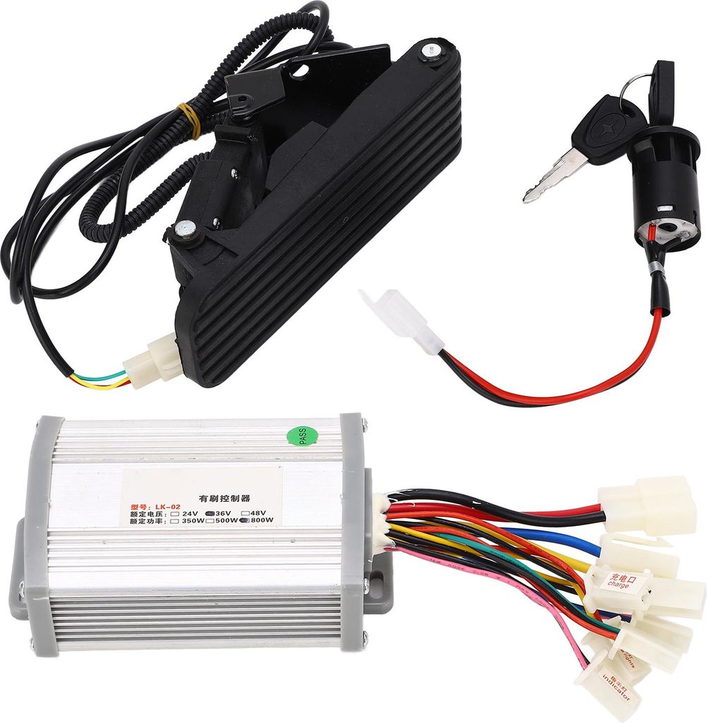 36V 800W Bürstengeschwindigkeitsmotor-Controller-Umrüstsatz mit Gaspedal für Elektrofahrrad, Motorrad, Dreirad