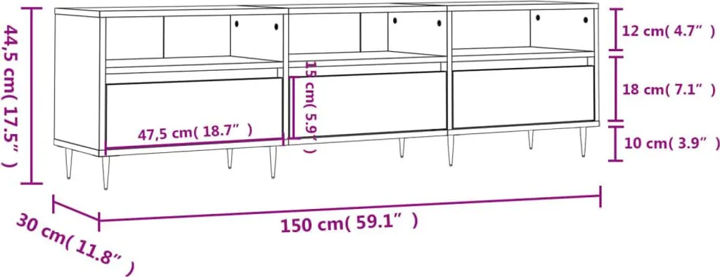 Mobile TV Bianco Elegante 150cm | Arredamento Soggiorno Legno Design - 11