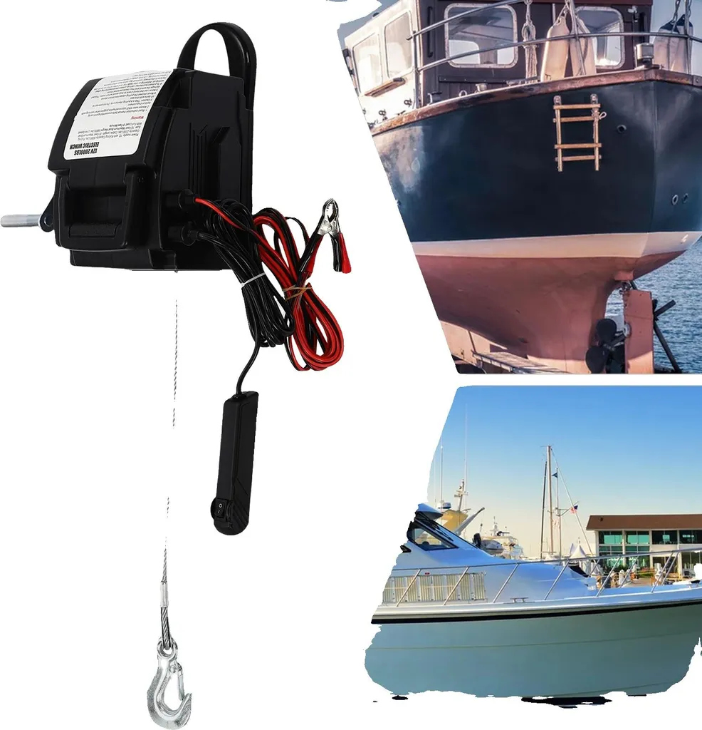 Treuil de levage électrique 2000 lbs avec moteur 12V et châssis compact