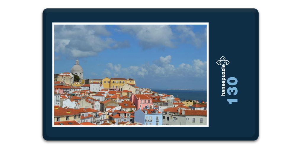 hansepuzzle 17500 - Lissabon Puzzle, 130 Teile, Orte, 28,7 x 20,0cm mit hochwertiger Aufbewahrung, Kartonbox und wiederverschließbarem Beutel