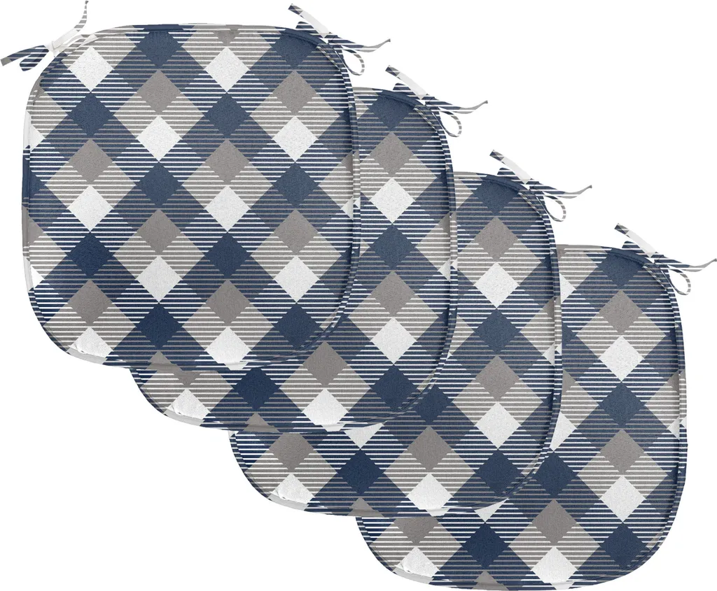 Set 4 Cuscini Sedie 40x40 ABAKUHAUS Tartan Grigio Impermeabile Cucina