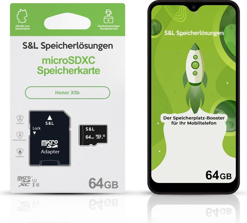 microSD Speicherkarte S&L für Honor X5b - Speicherkapazität: 64 GB