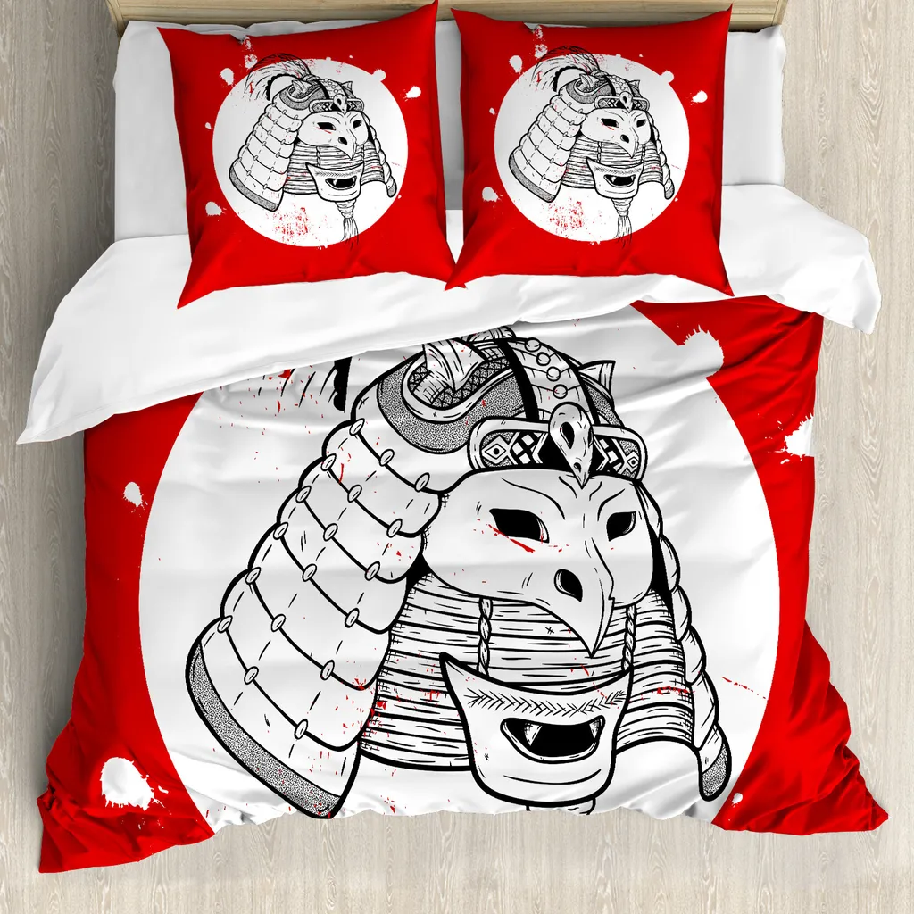 Housse de couette design Japonais Ronin 200x200 cm pour déco chambre ado