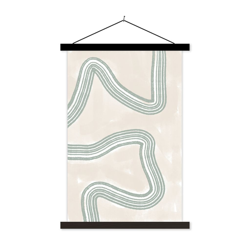 MuchoWow Textilposter Linie - Abstrakt - Design 40x60 cm mit schwarzem Rahmen - Wanddekorationen