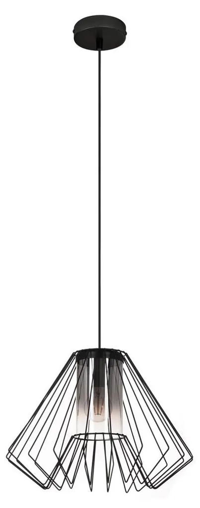 Lustre Suspension Moderne Emerencia Noir et Verre pour Salon E27