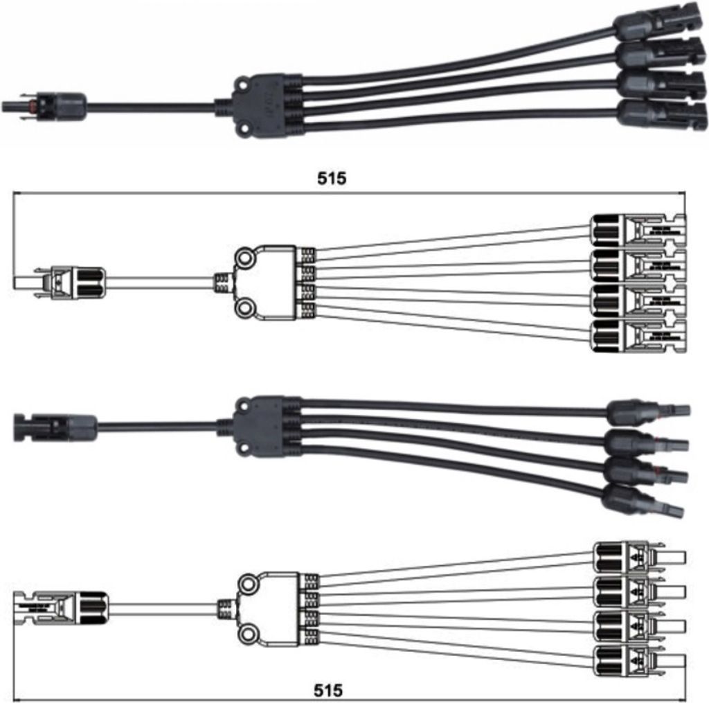 PV-Y Solarstecker Verteiler 4er paar