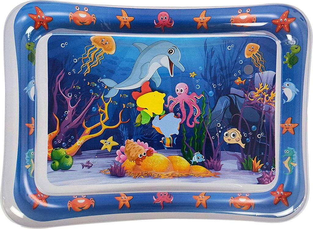 Wasser-Sensory-Spielmatte, interaktives Katzenspielzeug, Selbstspielmatte mit Meerestiermustern, aufblasbares, wassergefülltes, cooles Sommer-Haus...