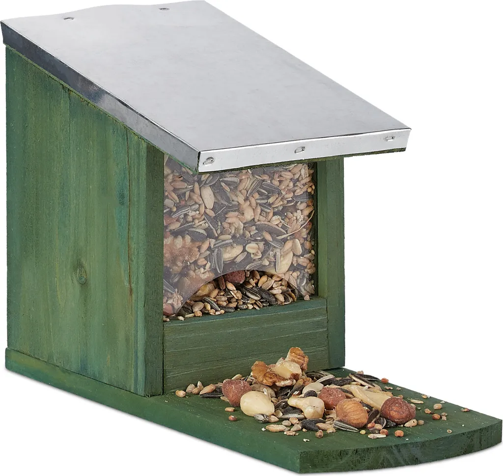 Relaxdays Squirrel Feeder - Mangiatoia Professionale Tetto Metallo