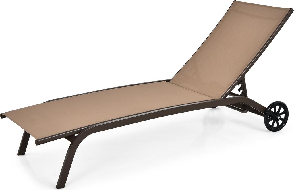 Sonnenliege, Gartenliege mit Rollen, Liegestuhl mit 6-Fach Produktbild 