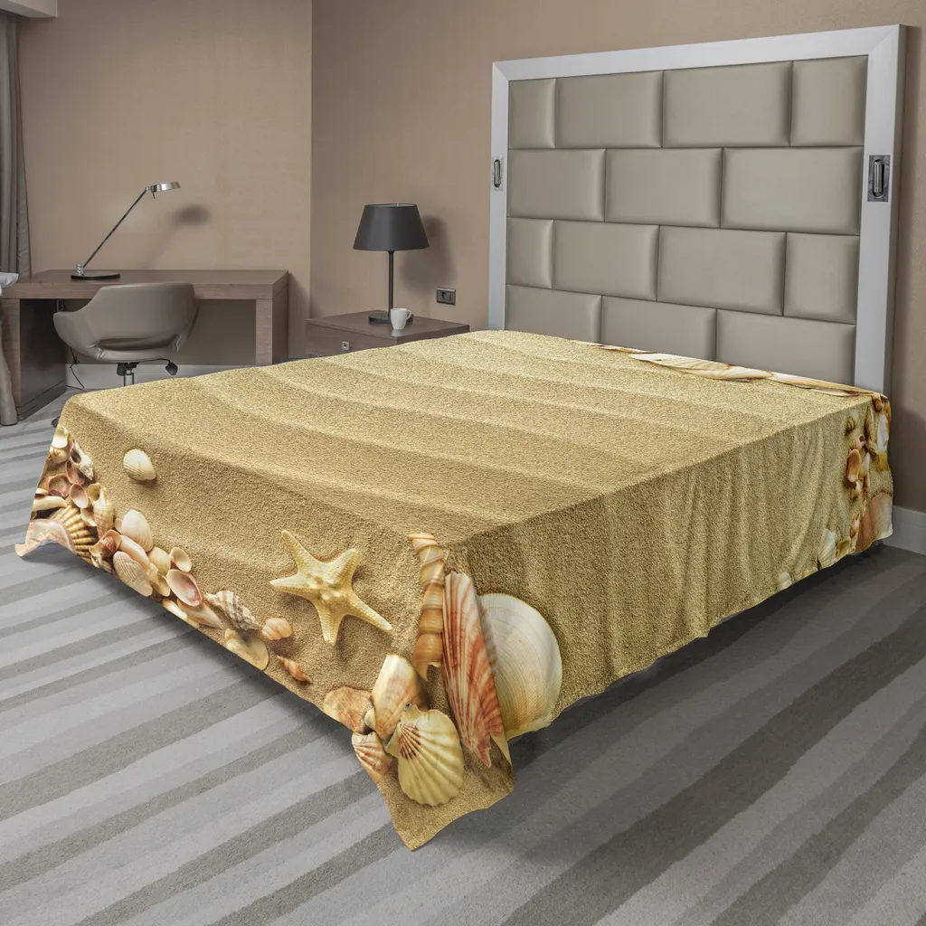Drap de lit plat décoratif thème Vacances et Vagues Marines 266 x 260 cm
