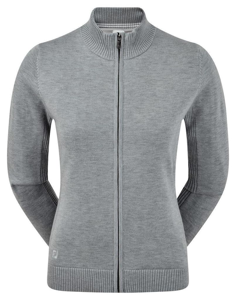 Footjoy Gefütterter Wollpullover mit 1/1 Reißverschluss Damen Grau Meliert S