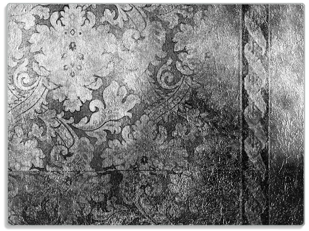 Wallario Glasunterlage, Schneidebrett aus Glas, Größe 30 x 40 cm, Motiv Schnörkelmuster in grau