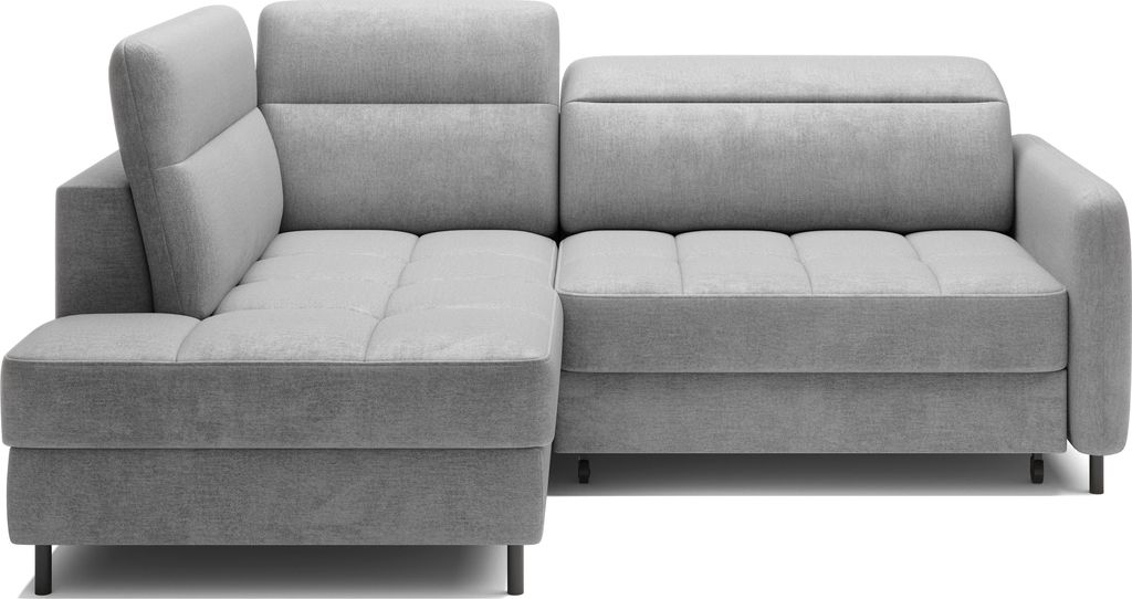 Krudox BAR Ecksofa mit Schlaffunktion Bettkasten und verstellbaren Kopfstützen 208x100x160 cm Liegefläche 160x128 cm Links Stoff Nube 3