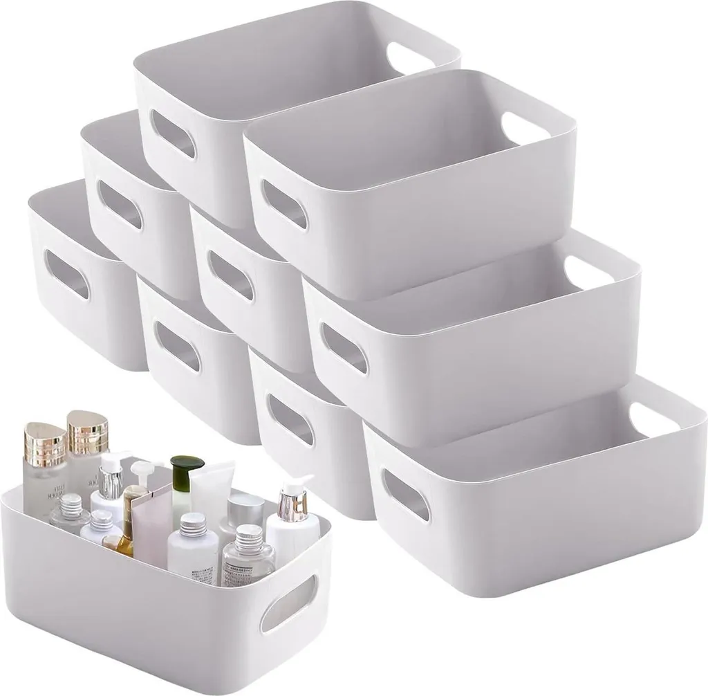 Boîte de rangement grise 30x20x12cm : Dites stop au désordre - Lot de 10