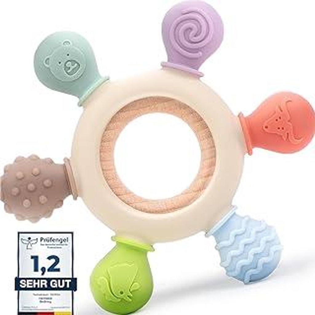 Beißring Baby,Zahnungshilfe Baby Spielzeug Silikon Zubehör Für Jungen Und Mädchen