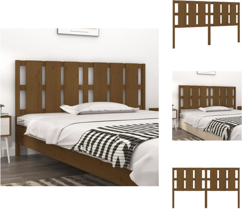 vidaXL Bett-Kopfteil Honigbraun 185,5x4x100 cm Massivholz Kiefer - Kopf- & Fußenden