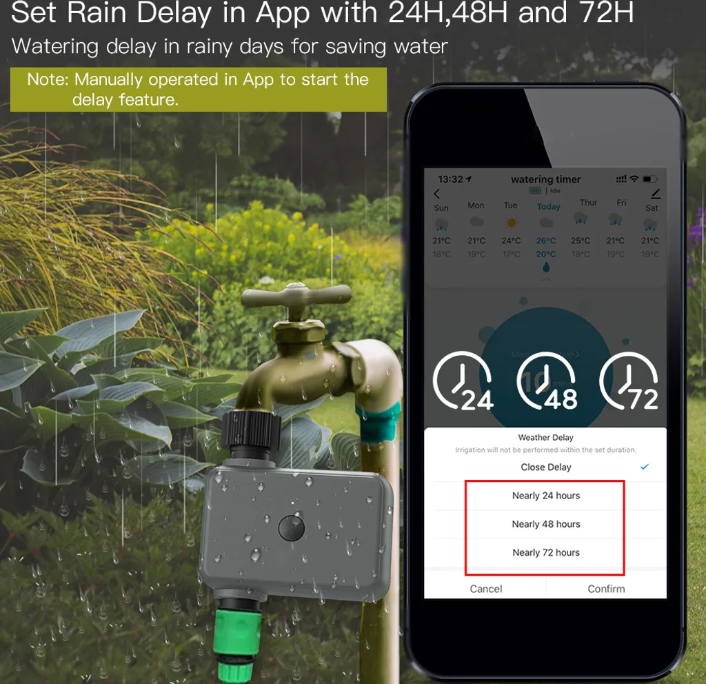 Programmateur d'arrosage intelligent Bluetooth Tuya avec délai de pluie - 5
