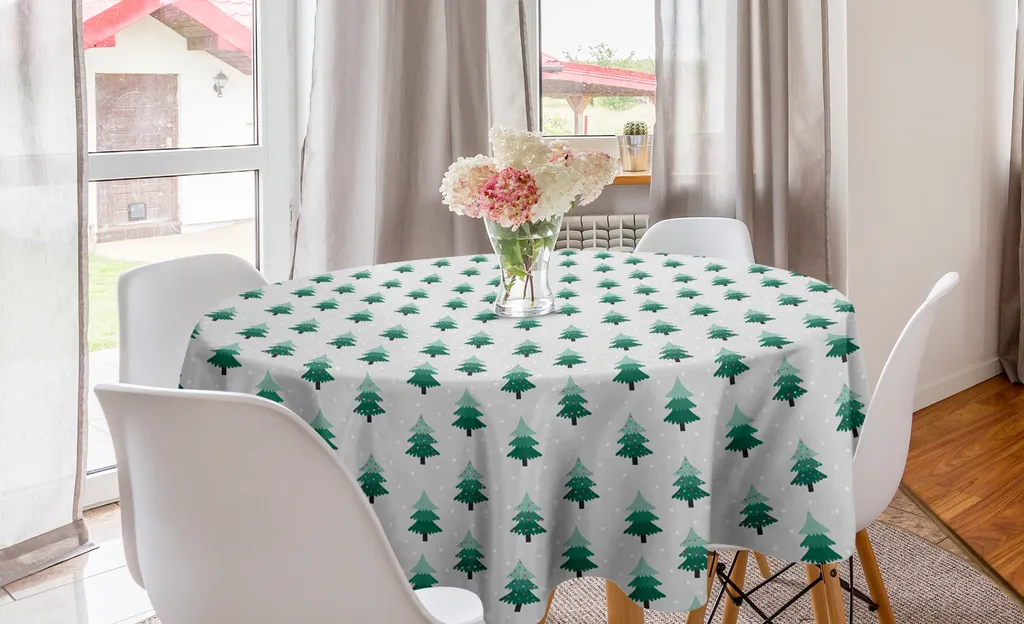 Tovaglia Natale ABAKUHAUS Verde 150 cm - Antimacchia Rotonda Pines