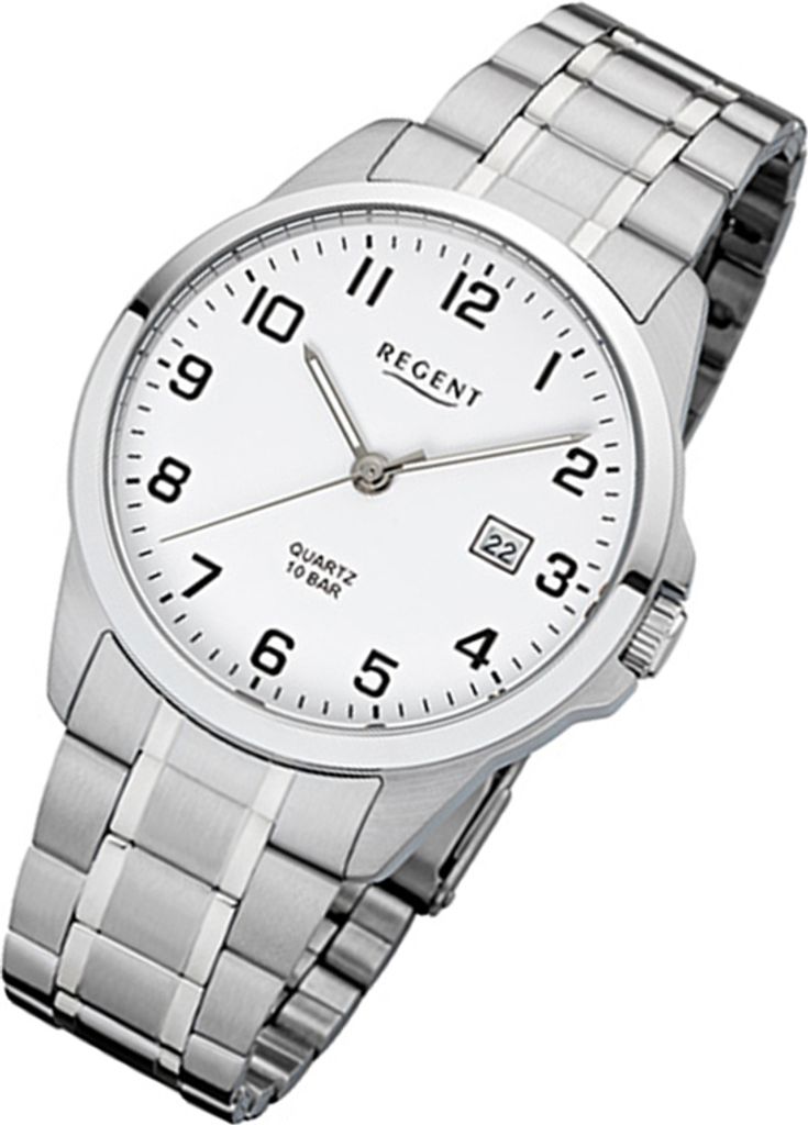 Regent Armbanduhr silber F-1009 Herren Analog-Quarzuhr Produktbild 