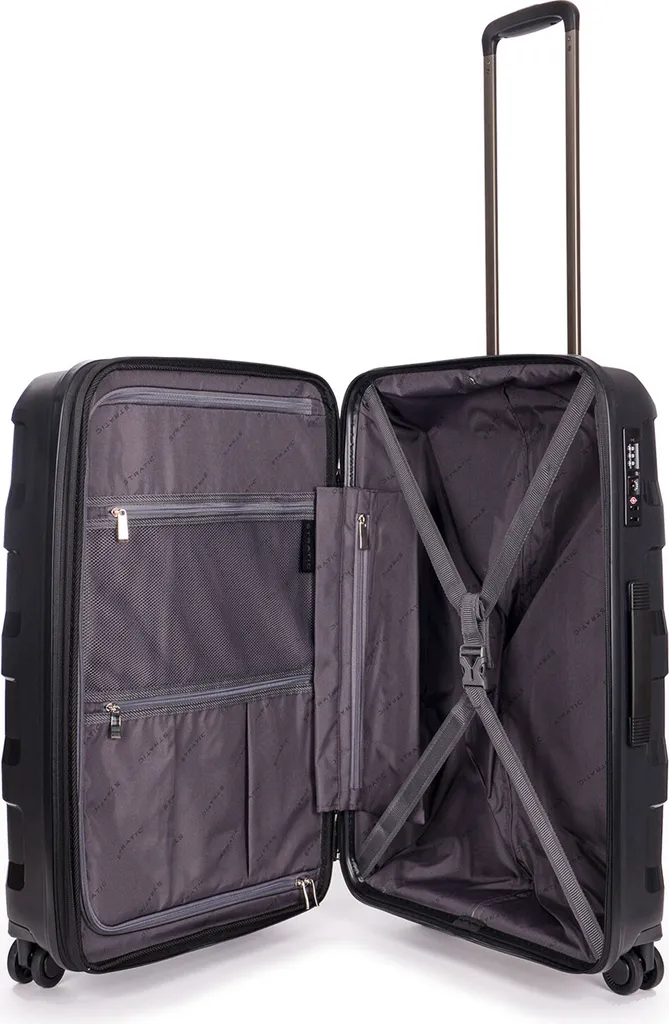 Valise Stratic Straw + EXP TSA Trolley Noir 66cm Semi-Rigide Extensible