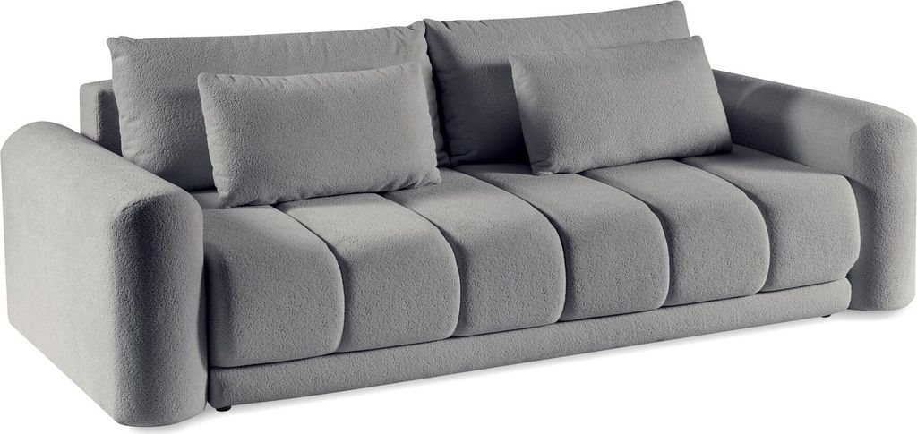 BETTSO Großes graues Sofa OTTRANTO mit Zierkissen für das Wohnzimmer