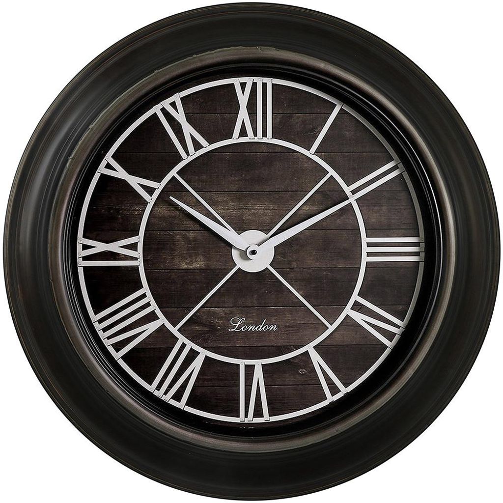 MPM-Quality Wanduhr London rund Ø 600 mm Kunststoff Dunkelbraun/Braun