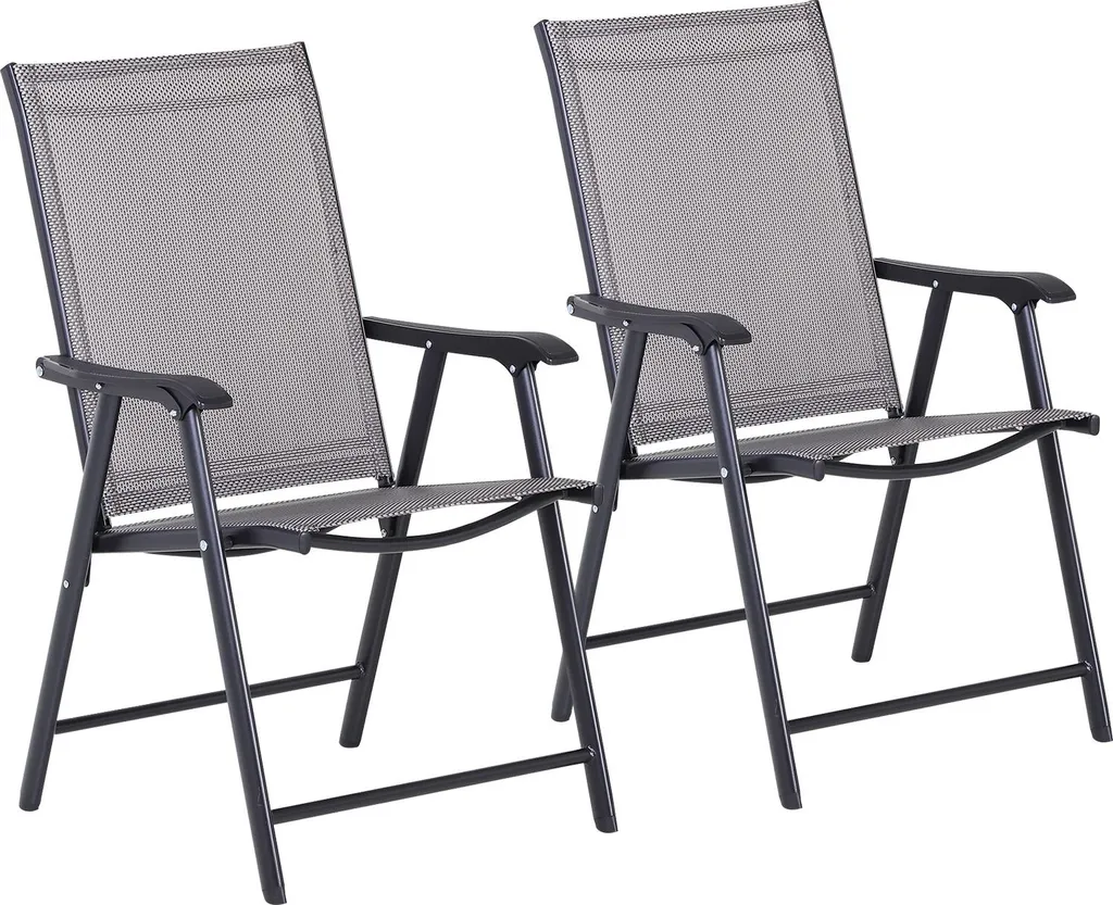 Fortuna Lai Lot de 2 Chaises de Camping Pliantes avec Accoudoirs Grises