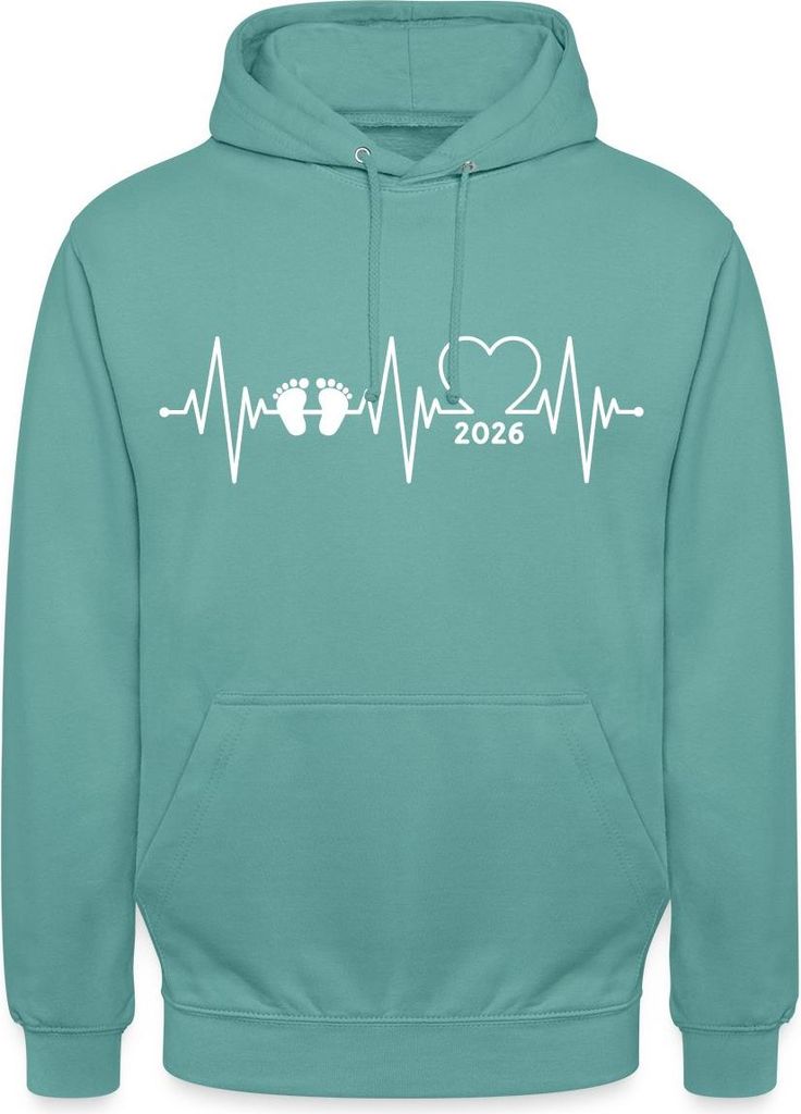 Spreadshirt Baby 2026 EKG Herzschlag Uni Hoodie, 3XL, Pastelltürkis
