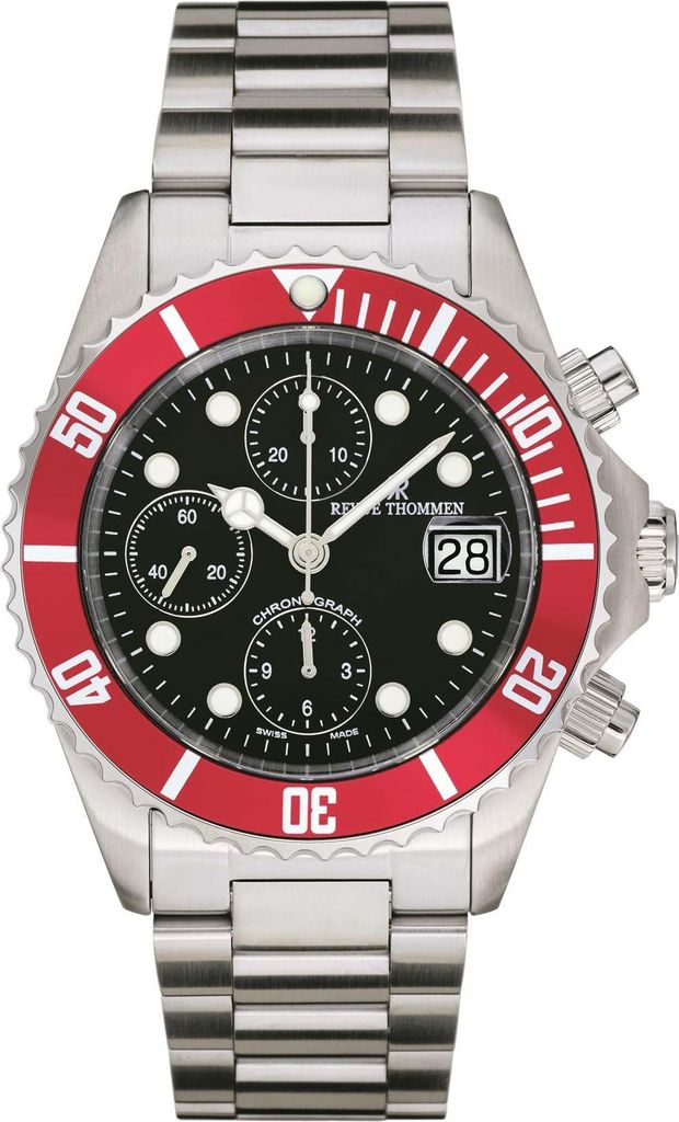 Revue Thommen Herrenuhr Diver Chrono Automatik in Schwarz-Rot 17571.6136