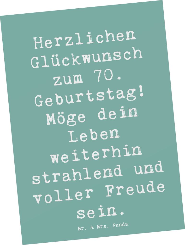 Mr. & Mrs. Panda Ansichtskarte Spruch 70. Geburtstag Produktbild 