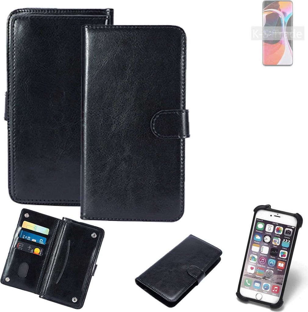 K-S-Trade 360° Hülle kompatibel mit Xiaomi Mi 10 schwarz Kunstleder Case BookCase WalletCase Kunstlederederhülle Handyhülle, Rundumschutz Bumper