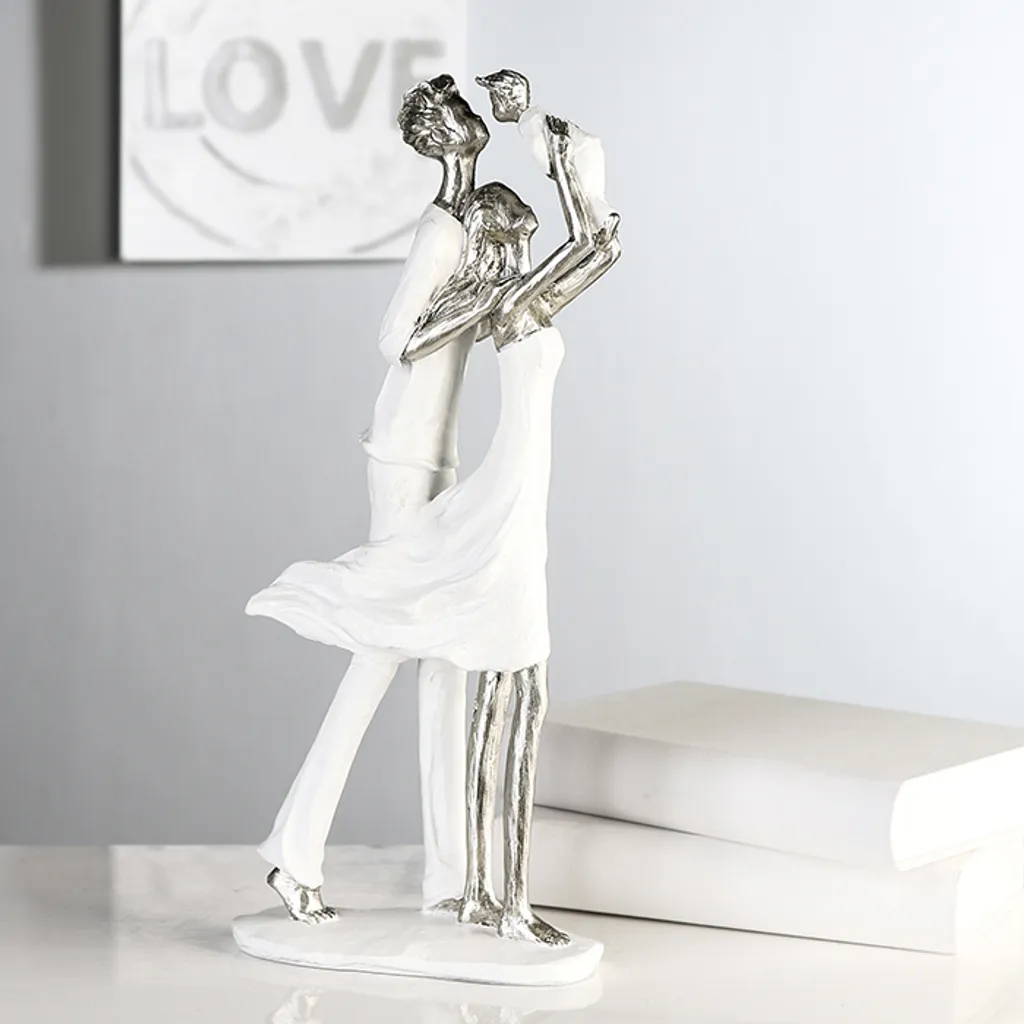 Sculpture Gilde Elternglück blanche en résine 35cm - Design abstrait - 4