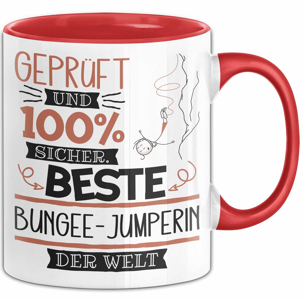 Beste Bungee-Jumperin Der Welt Tasse Geschenk für Eine Bungee-Jumperin Und Sicher Geschenkidee Geburtstag Weihnachten (Rot)