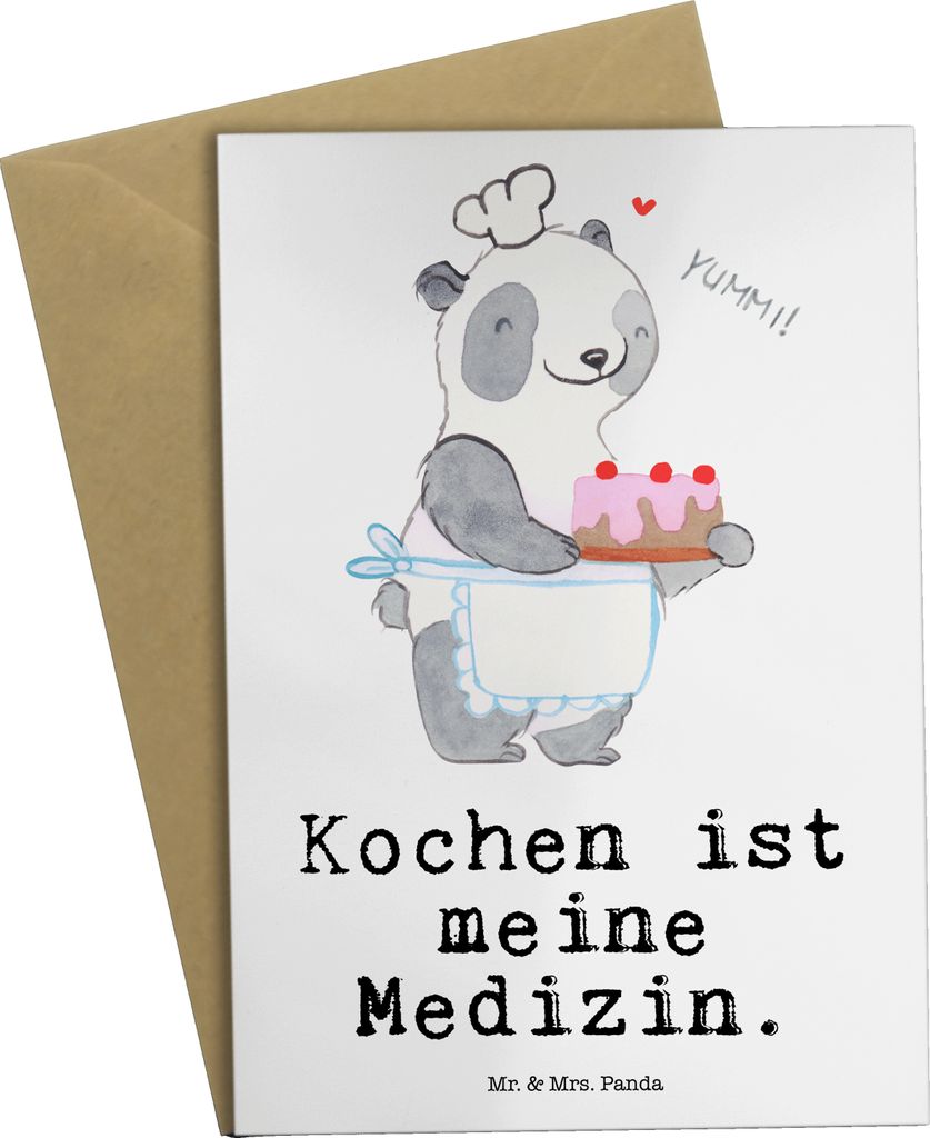Mr. & Mrs. Panda babykarte Bär Kochen - Weiß - Geschenk, Grußkarte, Hobbyköchin, weihnachtskarten, Hobbykoch, einladungskarten, osterkarten, os...