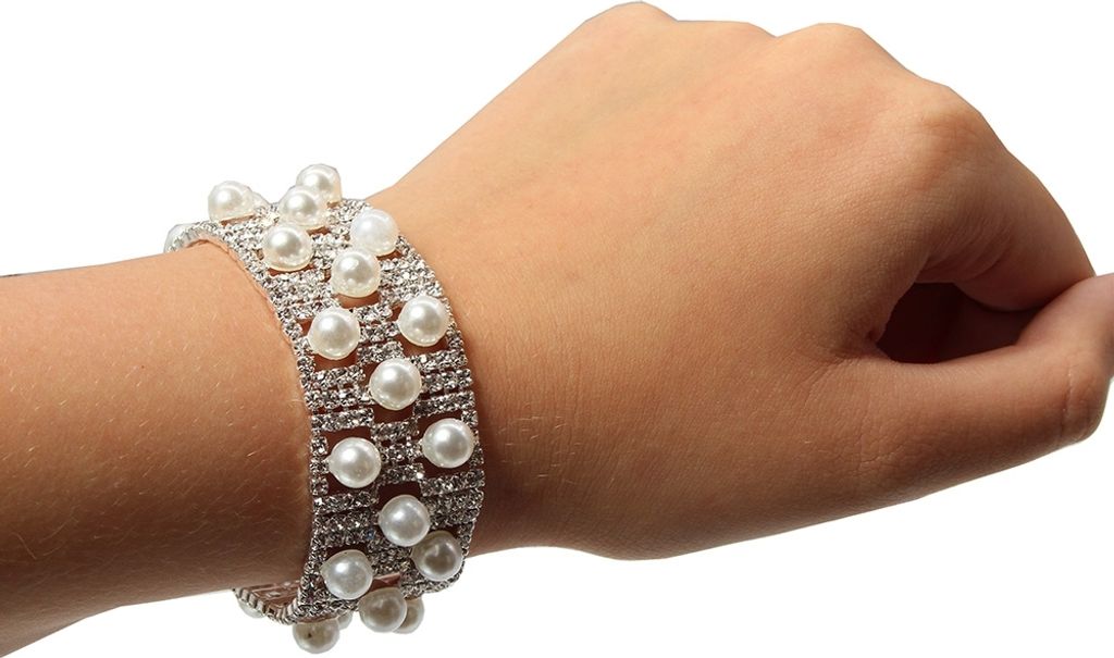 Damen Straß Perlen Armband Armschmuck Modell 1