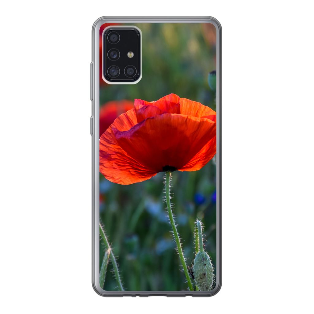 MuchoWow Handyhülle Schutzhülle Hülle für Samsung Galaxy A52 5G Bunte Mohnblumen in den Niederlanden Silikon Softcase Handy Hülle - Umschlag