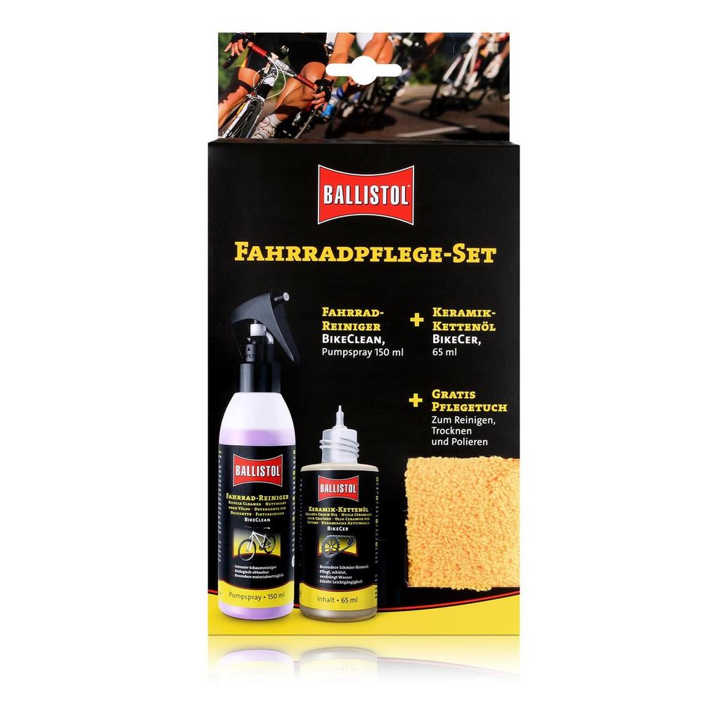 Ballistol Fahrradpflege-Set Reiniger Kettenöl Keramik Mikrofaser 