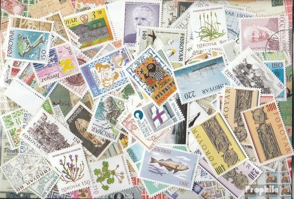 Briefmarken Dänemark - Färöer 250 verschiedene Marken