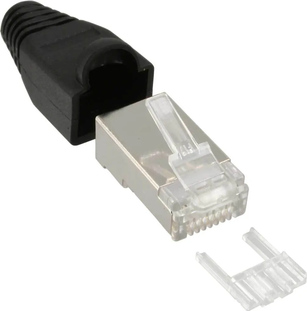 InLine 74590S RJ45 Nero 100pz - Connettori di Qualità con Guida